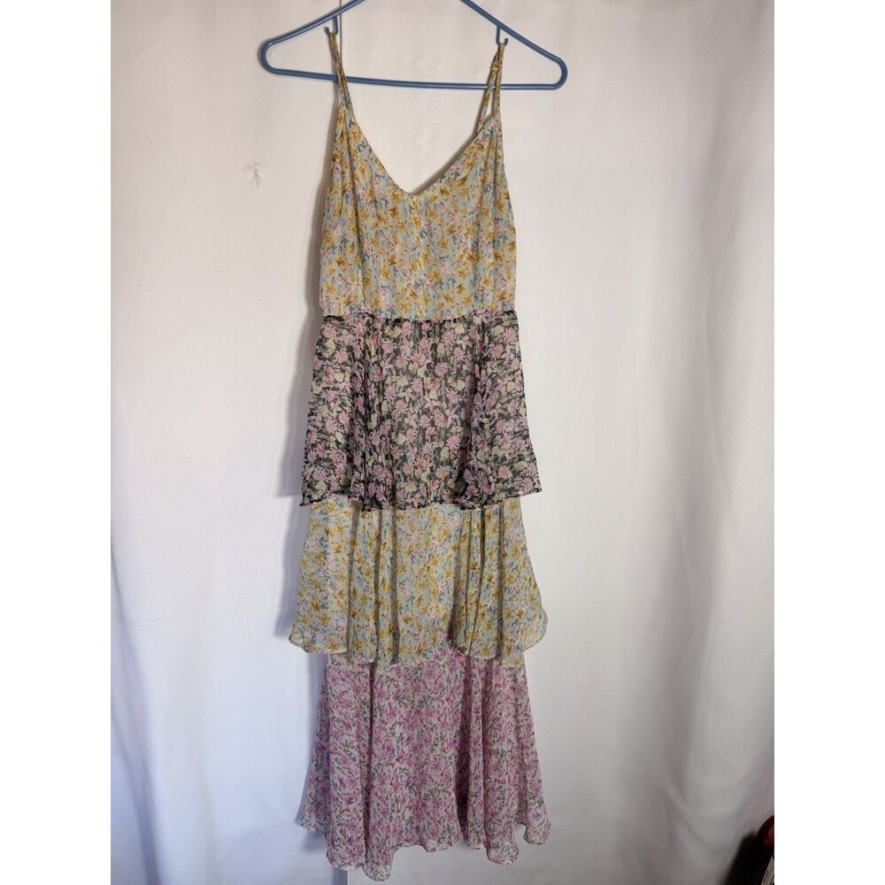 ALLISON New York Floral Tiered Maxi Dress Small Cami Adjustable Straps Boho